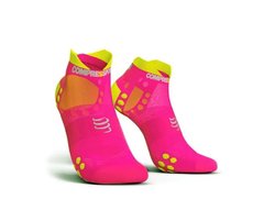 Носки Compressport Pro Racing Socks V3.0 Ultralight Run Low, Fluo Pink, Т2 (RSLULV3-FL3430-T2) 2021