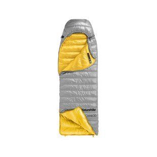 Спальний мішок з натуральним пухом Naturehike CW400 NH18C400-D, (5/0&deg;С), p L, Grey/Yellow (6976507666848)