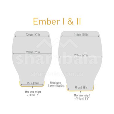 Спальник Ember Eb1 2019 от Sea To Summit, (10/4°C), 183 см, Light Gray/Yellow, Double (STS AEB1-D)