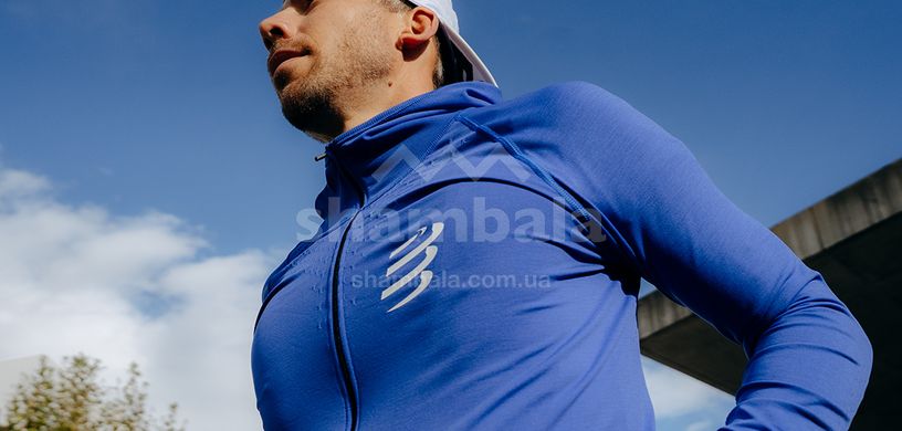 Мужская толстовка с рукавом реглан Compressport 3D Thermo SeamLess Hoodie Zip M, Dazz Blue, M (7630102583335)