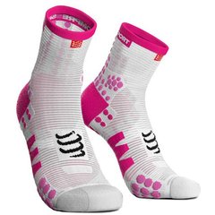 Носки Compressport Pro Racing Socks V3.0 Run High, White/Pink, T3 (RSHV3-00PI-T3)