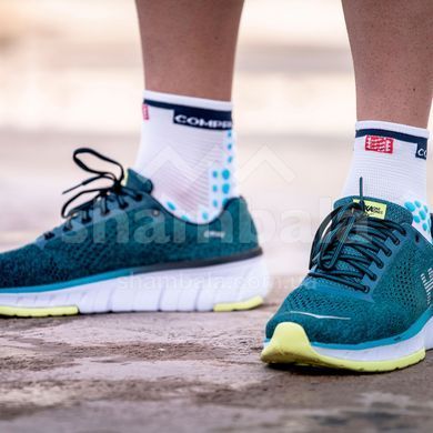 Носки Compressport Pro Racing Socks V3.0 Run High, White/Blue, T1 (RSHV3-00BL-T1)