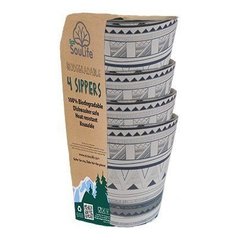 Набор из 4-х стаканов Eco SouLife Sipper Cup 4pcs Tribal Bliss, 0.248 л (ESL BW14-028-TRB)