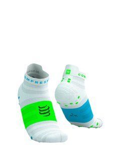 Носки Compressport Pro Racing Socks V4.0 Ultralight Run Low, White/Norse Blue/Neon Green, T3 (CMS XU00051B5206T3)