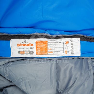 Спальний мішок Pinguin Mistral PFM (3/-3°C), 185 см - Left Zip, Blue (PNG 235159)
