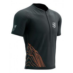 Футболка чоловіча Compressport Trail Half-Zip Fitted SS Top - Trail Capsule 2023, Black/Rust, L (AM00255L 924 00L)
