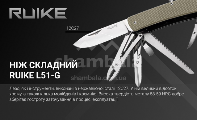 Нож-мультитул Ruike Criterion Collection L51, Black (L51-B)