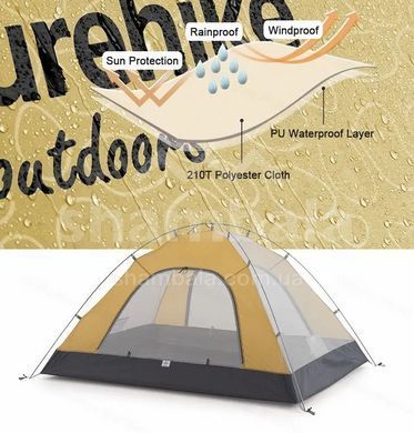 Намет двомісний Naturehike P-Series NH18Z022-P, 210T/65D, Yellow (6927595783610)