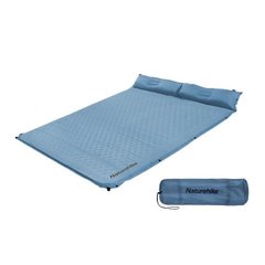 Самонадувний килимок двомісний з подушкою Naturehike CNH22DZ013, 196х132х3см, Blue (6975641889557)