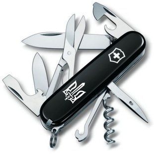 Нож Victorinox Climber, 14 функций, 91 мм, Black/White Тризуб ОУН (VKX 13703.3.T0300u)