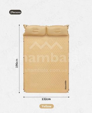 Самонадувний килимок двомісний з подушкою Naturehike CNH22DZ013, 196х132х3см, Blue (6975641889557)