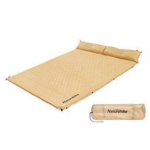 Самонадувний килимок двомісний з подушкою Naturehike CNH22DZ013, 196х132х3см, Yellow (6975641889601)