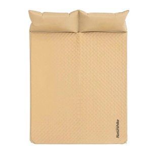 Самонадувний килимок двомісний з подушкою Naturehike NH18Q010-D, 185х130х2.5см, Beige (6927595784440)