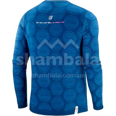 Футболка с длинным рукавом Compressport Training Tshirt LS Badges - Mont Blanc 2020, Blue, M (AM00034L 500 00M)