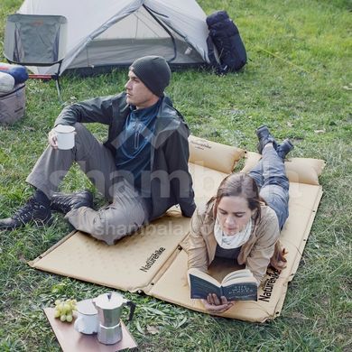 Самонадувний килимок з подушкою Naturehike NH15Q002-D, 185х60х2.5см, Beige (6927595782576)