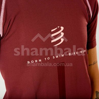 Футболка жіноча Compressport Training Tshirt SS W - Born To SwimBikeRun 2020 року, Burgundy, S (AW00013L 304 00S)