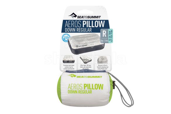 Надувна подушка с пухом Aeros Down Pillow, 12х34х24см, Lime від Sea to Summit (STS APILDOWNRLI)
