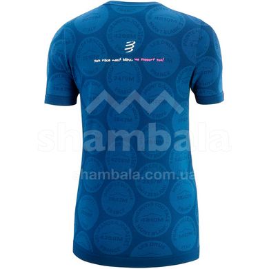 Женская футболка Compressport Training Tshirt SS W Badges - Mont Blanc 2020, Blue, S (AW00010L 500 00S)