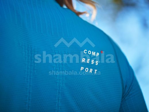 Женская футболка Compressport Trail Postural SS Top W 2022, Enamel/Paradise Green, S (AW00089S 525 00S)