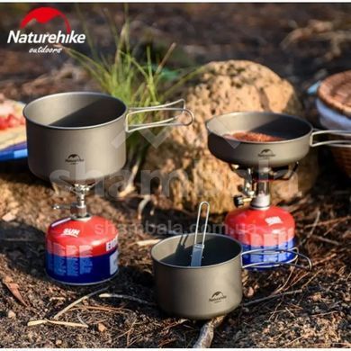 Кастрюля титановая со складной ручкой Naturehike NH18T202-B, 1.3 л, Silver (6927595733561)