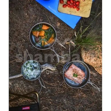 Кастрюля титановая со складной ручкой Naturehike NH18T202-B, 1.3 л, Silver (6927595733561)