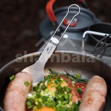 Ложка-вилка титанова складана Naturehike NH19C001-J, Grey (6927595734766)