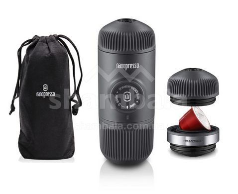 Портативная эспрессо-кофеварка с адаптером для капсулы Wacaco Nanopresso+, dark grey (4897066230108)