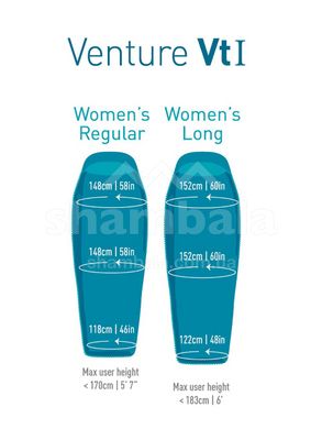 Жіночий спальний мішок Venture VTI (0/-6°C), 170 см - Left Zip, Blue від Sea to Summit (STS AVT1-WR)