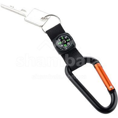 Карабин Munkees with strap, compass, keyring, 8 мм, Black (6932057832287)