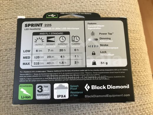 Налобный фонарь Black Diamond Sprint, 225 люмен, Graphite (BD 620653.0004)