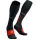 Компрессионные гольфы Compressport Full Socks Winter Run, Black/High Risk Red, T2 (7630102557565)