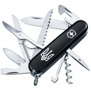 Нож Victorinox Huntsman, 15 функций, 91 мм, Black/White Тризуб (VKX 13713.3.T0010u)
