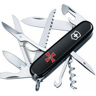 Нож Victorinox Huntsman, 15 функций, 91 мм, Black/Эмблема ВСУ (VKX 13713.3.W0010u)