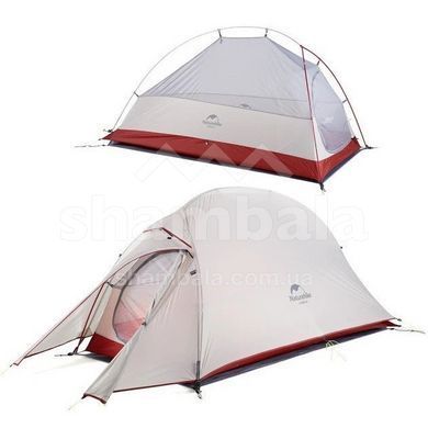 Палатка одноместная с футпринтом Naturehike Cloud Up 1 Updated NH18T010-T, Grey/Red, 20D (6927595730522)