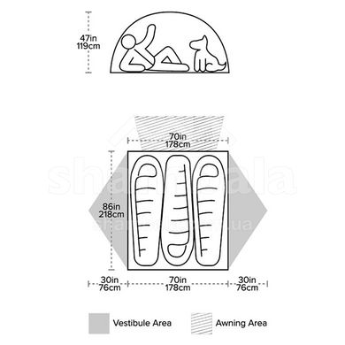 Палатка трехместная Big Agnes Salt Creek SL3, gray/light gray (TSCSL320)