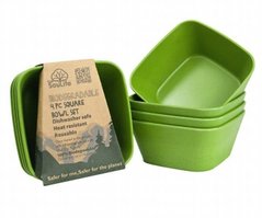 Набор тарелок Eco SouLife SQUARE BOWL SET 4 pcs, 13см. Green (ESL BW11-005-GRN)