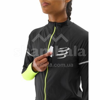 Ветровка женская Compressport Hurricane Windproof Jacket Flash W, Black/Fluo Yellow, M (7630102556049)