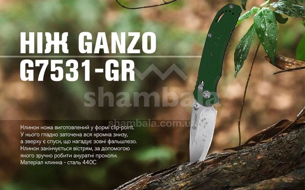 Ніж складаний Ganzo G7531, Green (GNZ G7531-GR)