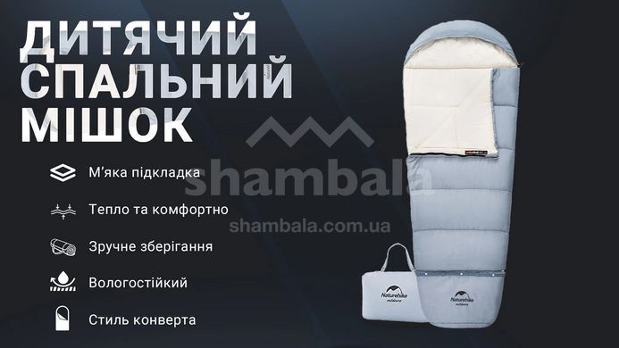 Спальний мішок дитячий Naturehike С300 NH21MSD01 (6/1&deg;С), 160 см - Right Zip, Blue (6927595774649)