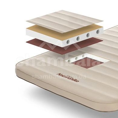 Самонадувающийся матрас одноместный с помпой Naturehike NH20FCD08, 200х76х10см, Beige (6976023925214)