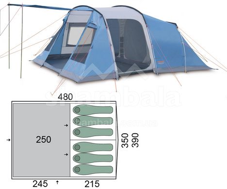 Палатка шестиместная Pinguin Interval 6 Steel, Blue