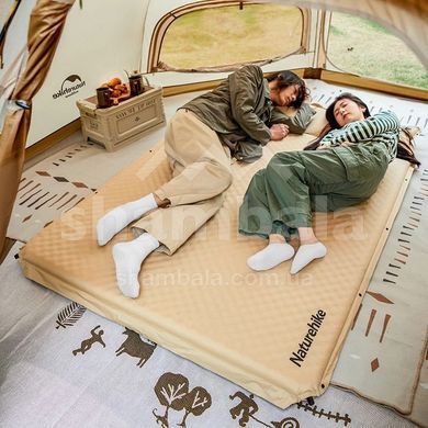 Самонадувающийся коврик с подушкой двухместный Naturehike CNK2300DZ014, 192х132х6см, Beige (6976023926952)