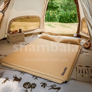 Самонадувающийся коврик с подушкой двухместный Naturehike CNK2300DZ014, 192х132х6см, Beige (6976023926952)