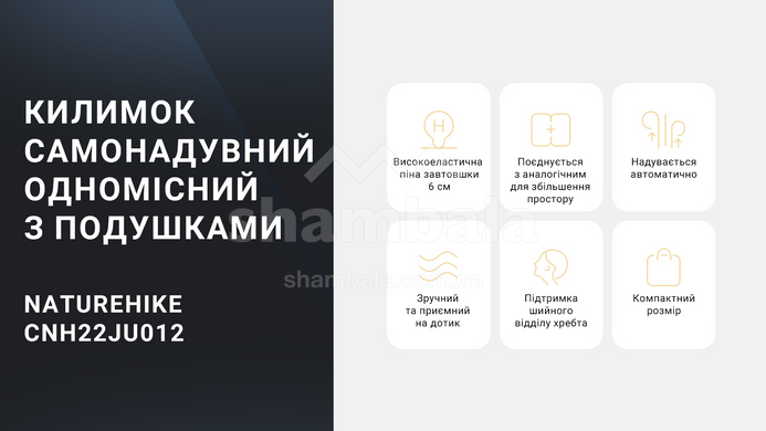 Самонадувающийся коврик с подушкой двухместный Naturehike CNK2300DZ014, 192х132х6см, Beige (6976023926952)