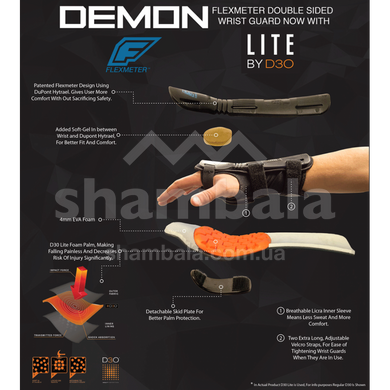 Рукавички із захистом кисті Demon Flexmeter Double Sided Wristguard Glove, Black, р. L (DMN FW58a-L)