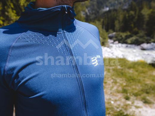 Мужская толстовка с рукавом реглан Compressport 3D Thermo Seamless Hoodie Zip - Mont Blanc 2021, XL - Blue (AU00013L 500 0XL)