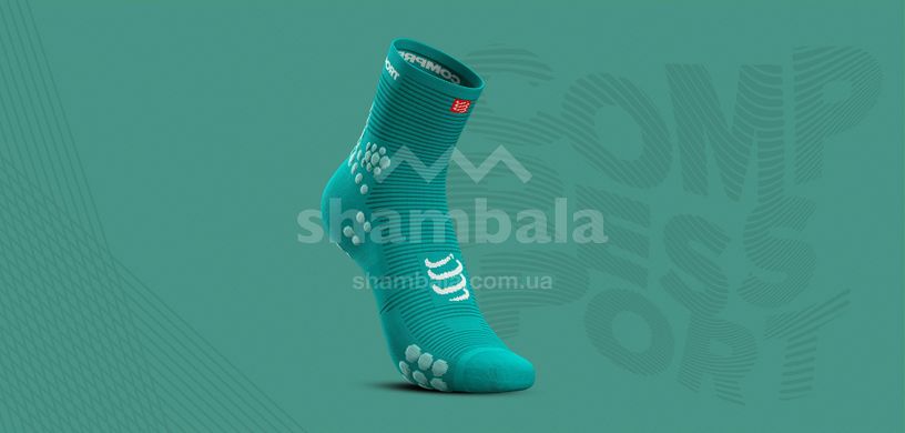 Шкарпетки Compressport Pro Racing Socks V3.0 Run High - Summer Refresh 2021, Dynasty green/Opal, T1 (XU00040L 613 0T1)