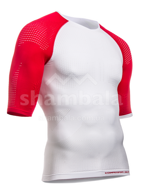 Чоловіча футболка Compressport ON / OFF Multisport Shirt SS, White / Red, M (TSON-SS00RD-T2)