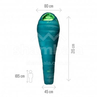 Спальный мешок Millet LIGHT DOWN (0/-5°С), 185 см - Right Zip, Emerald (3515729564919)