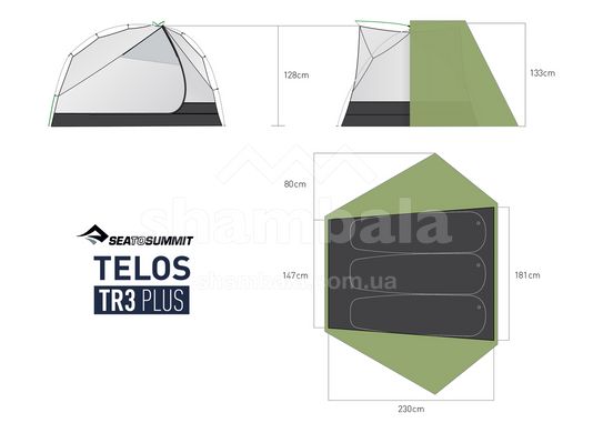 Намет тримісний Telos TR3 Plus, Fabric Inner, Sil / PeU, Green від Sea to Summit (STS ATS2040-02180406)